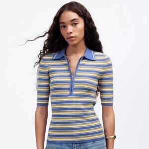 Madewell Half Zip Johnny Collar Polo Top size medium